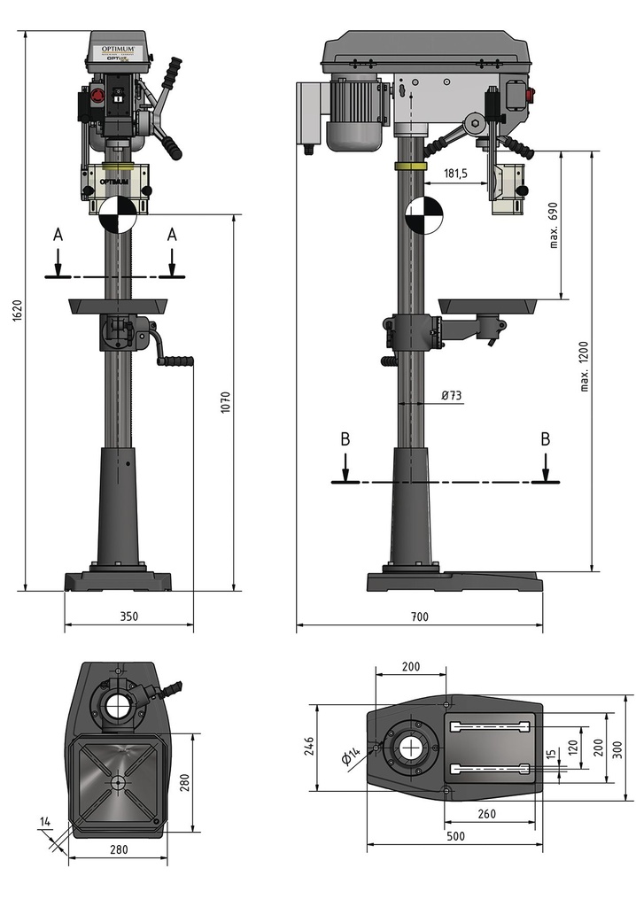 Perceuse sur colonne DQ25 230V OptiDrill (cap. max 25 mm)