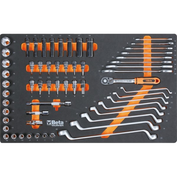 Servante mobile orange à 7 tiroirs remplis BW 2400S O7/E-M BETA (309 outils)