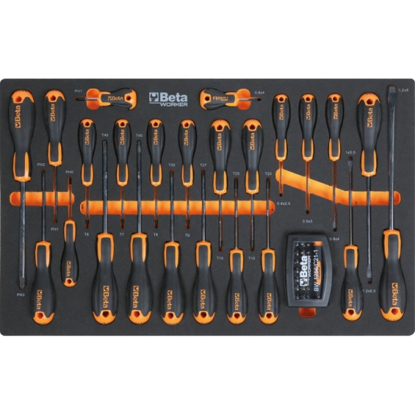 Servante mobile orange à 7 tiroirs remplis BW 2400S O7/E-M BETA (309 outils)