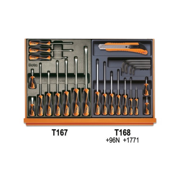 Composition de 212 outils (Réparation automobile) en plateaux thermoformés rigides en ABS