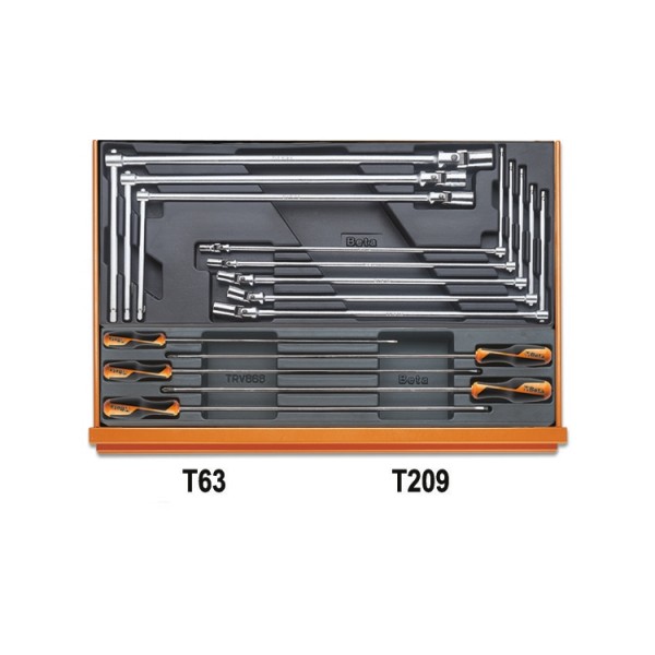 Composition de 212 outils (Réparation automobile) en plateaux thermoformés rigides en ABS