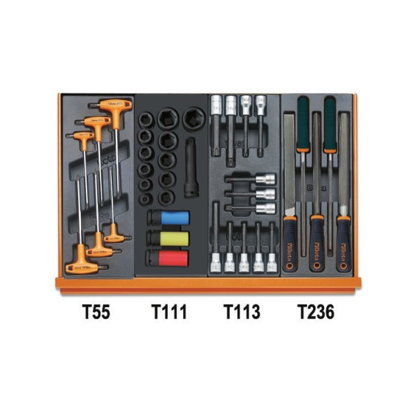 Composition de 212 outils (Réparation automobile) en plateaux thermoformés rigides en ABS