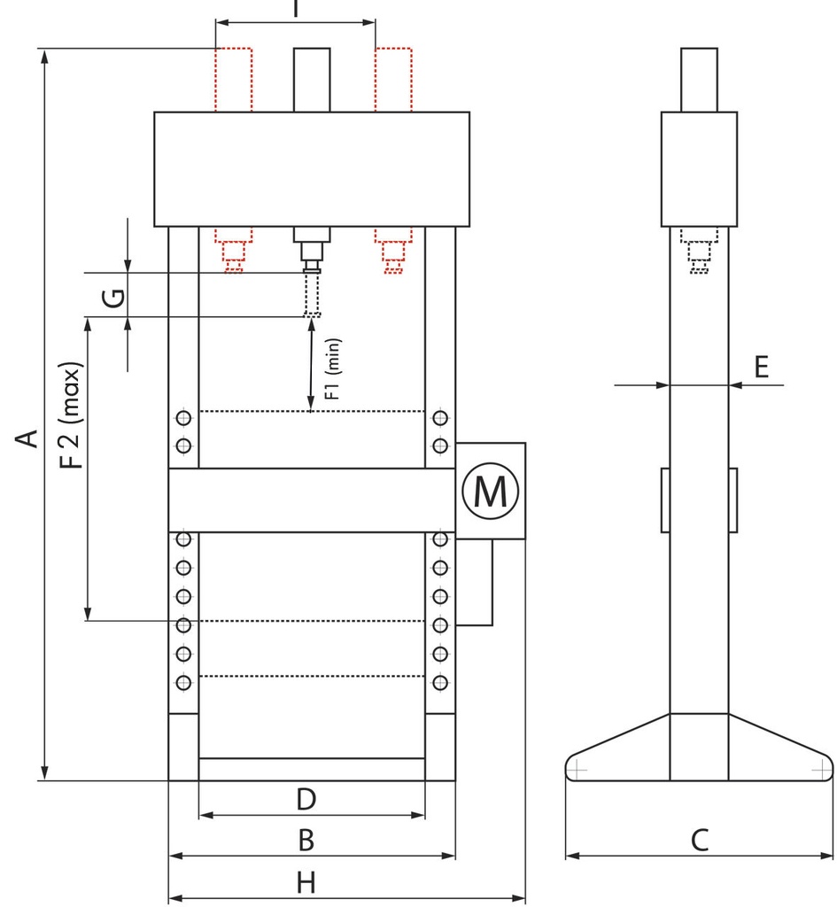 Presse hydraulique d'atelier hydropneumatique PPH20B MWTOOLS 20T