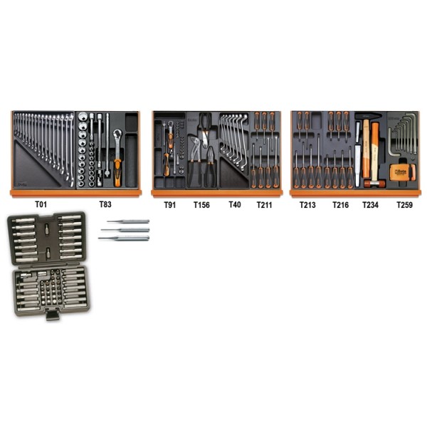 Composition de 197 outils (Maintenance générale) en plateaux thermoformés rigides en ABS 5904VU/4T BETA