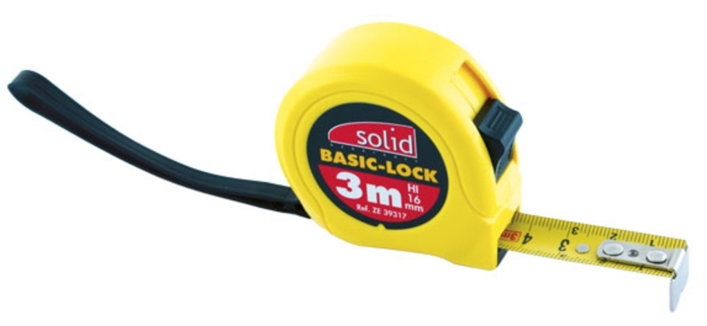 Mètre ruban boîtier Basic-Lock ABS jaune ZE 39317 SOLID 3 m x 16 mm