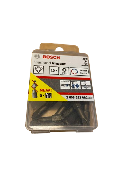 Embout 1/4” à chocs Pozidrive BOSCH PZ 2 x 25 mm (10 pièces)