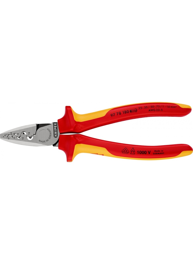 Pince à sertir pour embouts de câble (1000V) 97 78 180 KNIPEX 180 mm