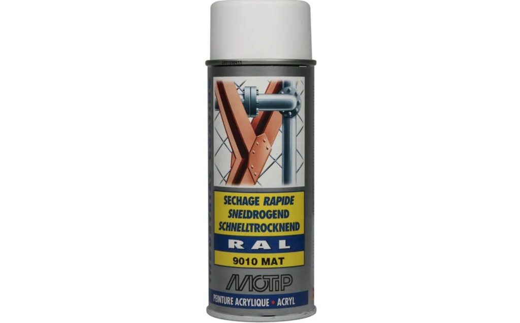 Peinture spray RAL 9010 blanc mat 500 ml