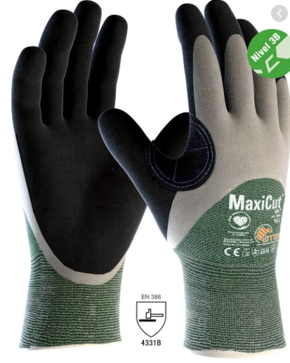 Gants (paire) ATG MAXI CUT OIL T10 (niveau 3) NOIR/VERT