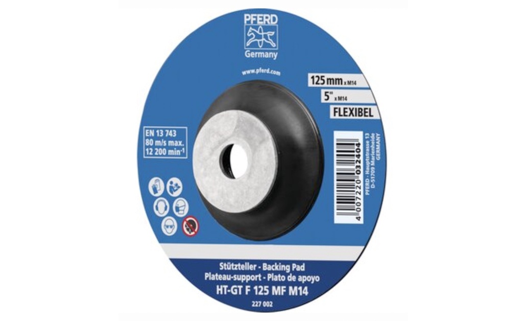 Plateau-support souple pour disque fibre HT-GT PFERD 125 mm MF M14