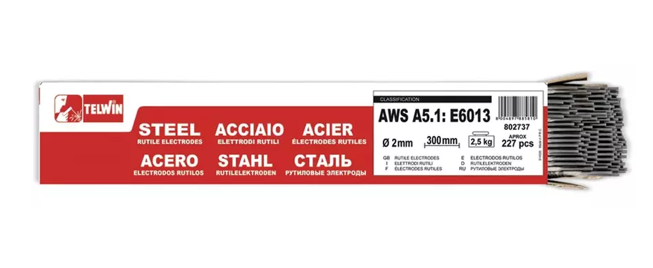 Electrode rutile enrobée pour acier soudage MMA 802739 TELWIN 2,5 X 300 mm (2,5kg)