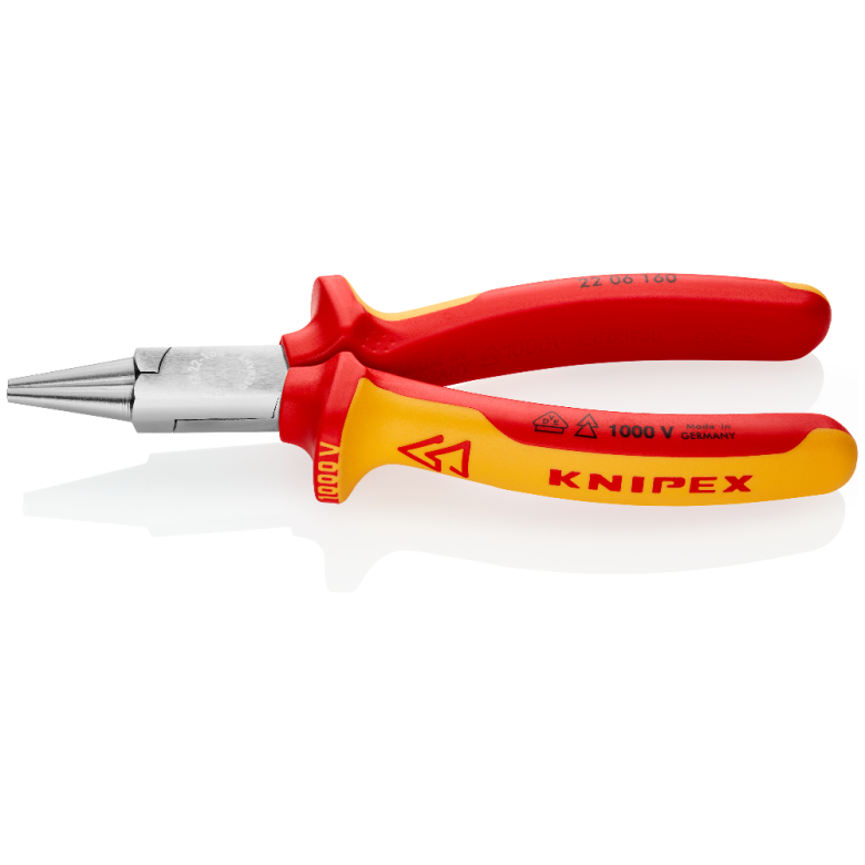 Pince à becs ronds isolée 22 06 160 KNIPEX 160 mm