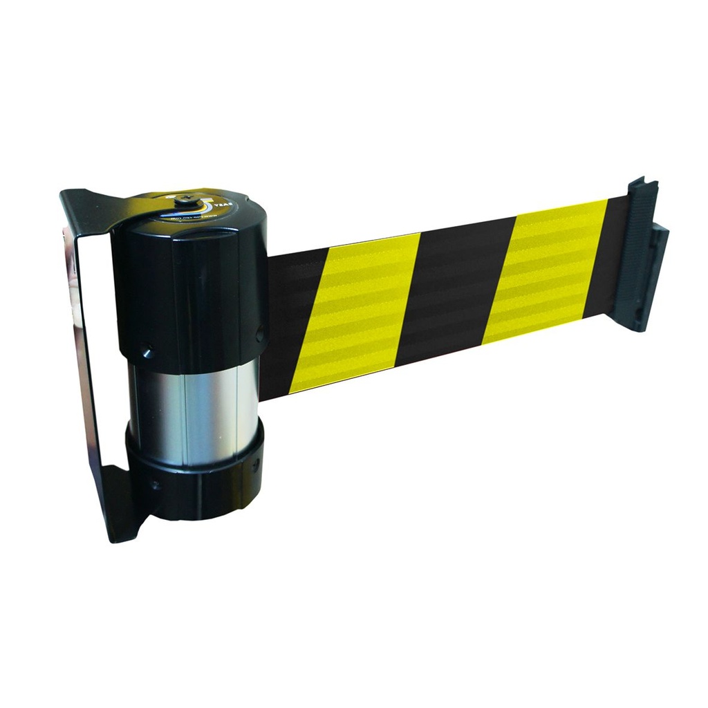 Ruban de signalisation noir/jaune avec fixation murale AW45C MW TOOLS 4,30 M