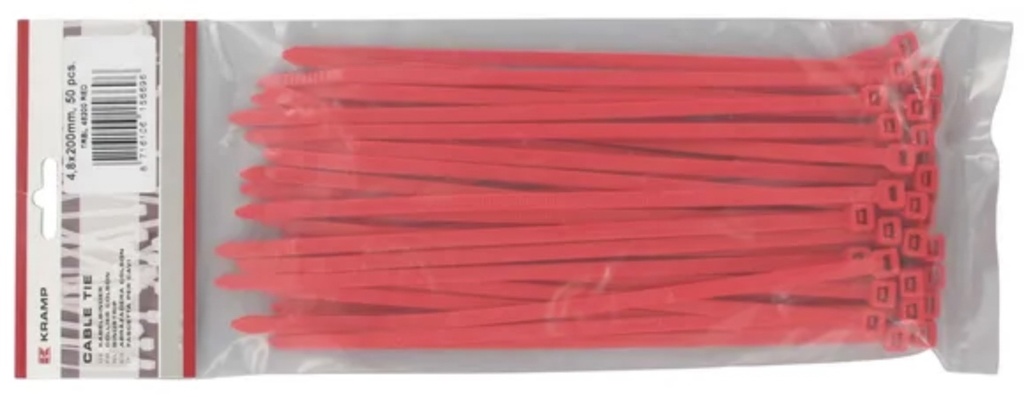 Collier plastique rouge 3,6 x 200 mm (100 pcs)