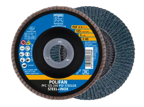 Disque à lamelles POLIFAN incliné PFC Zircon PSF Steelox PFERD 100 mm P120