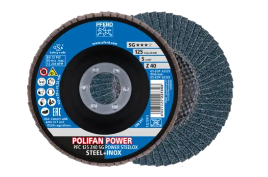 Disque à lamelles POLIFAN incliné PFC Zircon SG Steelox PFERD 115 mm P120