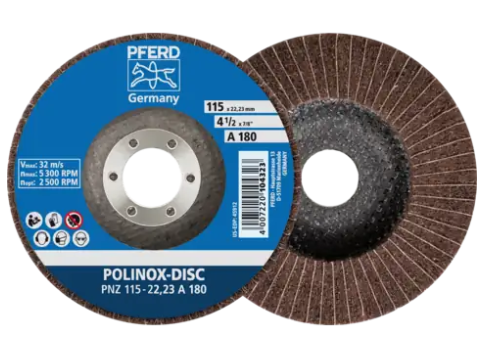 Disque à lamelles POLINOX en non tissé Corindon A PNZ PFERD 115 mm P100