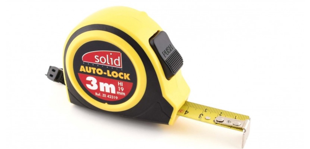 Mètre ruban Auto-lock boîtier ABS bi-composant SOLID 3m x 19 mm