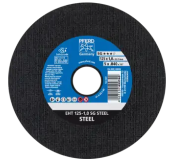 Disque à tronçonner déporté EH gamme performance SG STEEL PFERD 125 X 2,4 X 22,23 mm