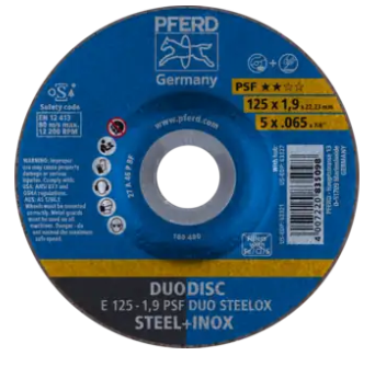 Disque DUO tronçonner/meuler déporté EH gamme universelle PSF DUODISC STEELOX PFERD 115 X 2,8 X 22,23 mm