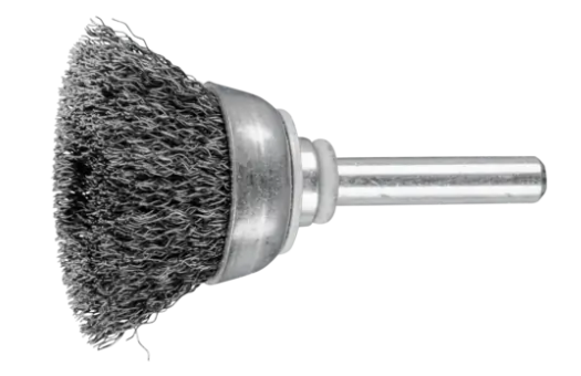 Brosse boisseau sur tige 6 mm fils acier 0,20 mm TBU PFERD 30 X 15 mm