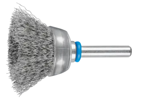 Brosse boisseau sur tige 6 mm fils Inox 0,20 mm non torsadés TBU PFERD 30 X 15 mm