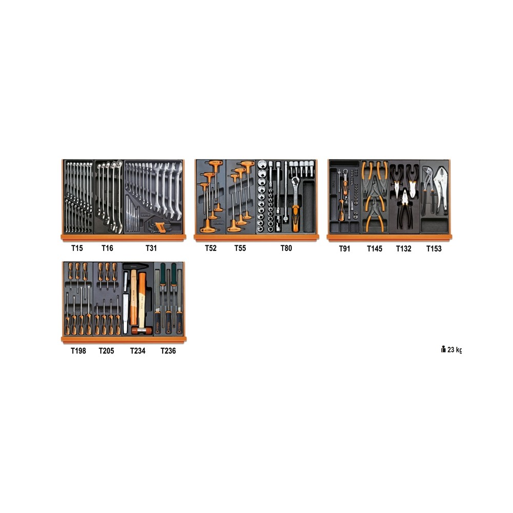 Composition de 146 outils (Maintenance générale) en plateaux thermoformés rigides en ABS 5904VU/3T BETA