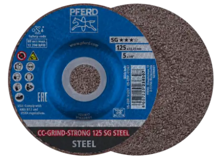 Disque à ébarber gamme performance SG Céramique CO CC-GRIND-STRONG STEEL PFERD 125 X 22,23 mm