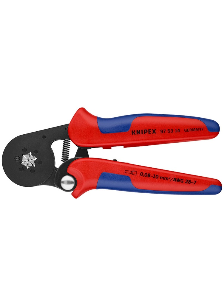 [975314] Pince à sertir auto-ajustable pour embouts de câble (avec accès latéral) 97 53 14 KNIPEX (0,08 - 16 mm²) 180 mm