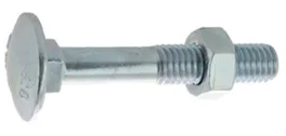 [11453.050016] DIN 603/555 Vis à tête bombée collet carré avec écrou hexagonal Acier 4.6 brut M5 X 16