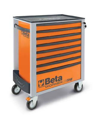 [024006241] Servante mobile orange à 8 tiroirs remplis BW 2400S O8/E-L BETA (398 outils)