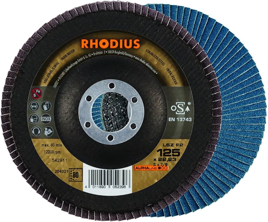 [13022019] DDisque à lamelles incliné Zircon Alpha Line RHODIUS 125 mm P40